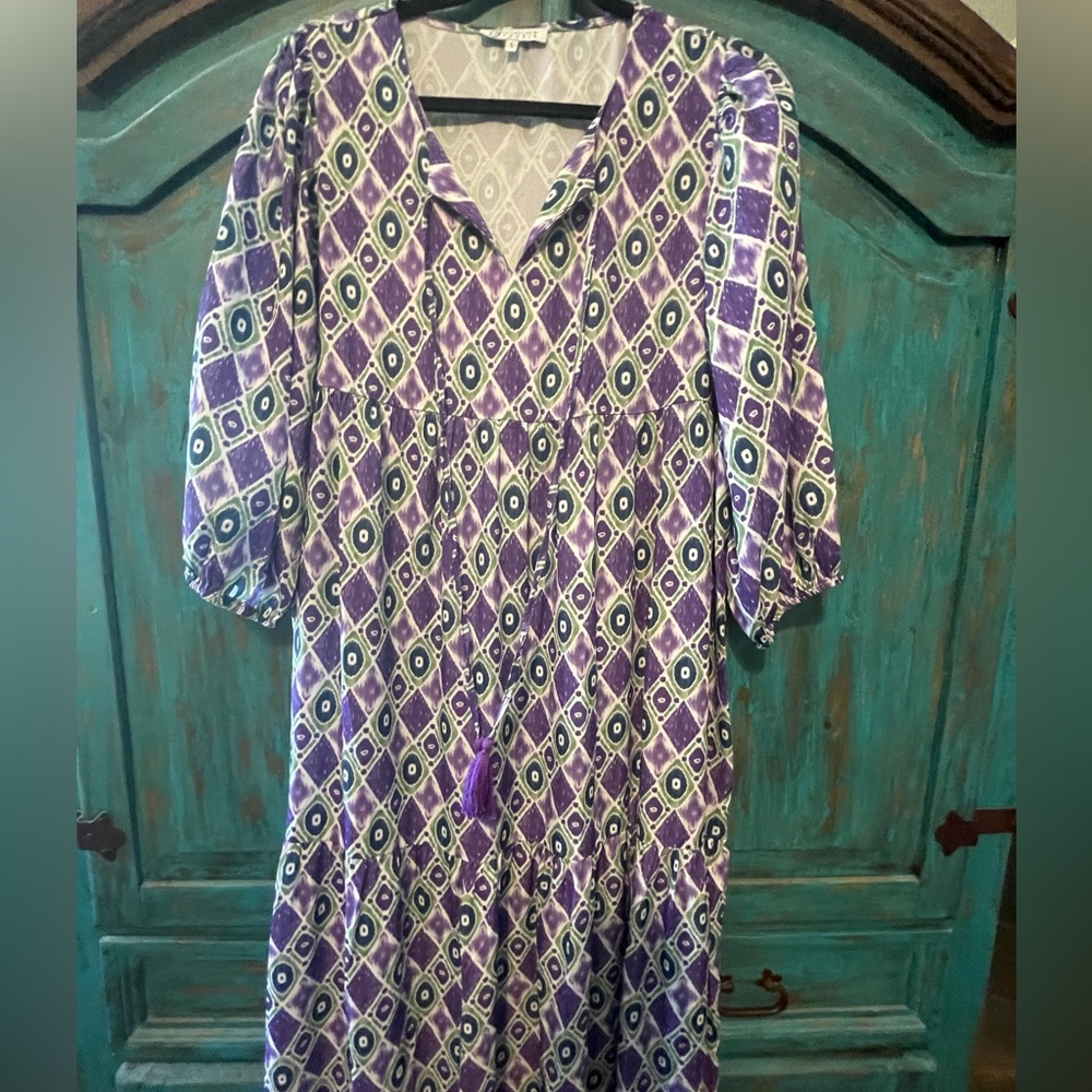 Purple/green maxi dress